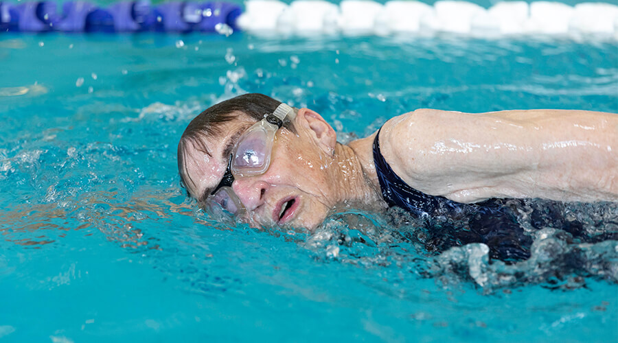 Nan Bohl swimming in a pool